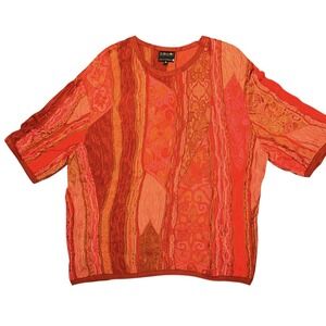 Coogi Vintage Sweater Silk 90s Short Sleeve 3D Cable Polo Biggie Hip Hop Sz XL
